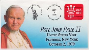 AO-U581, 1979, Pope John Paul II, Visit to US, Add-on Cover (2018), Flushing NY,