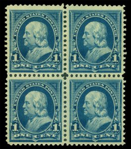 US 1895 Bureau Issues - Washington 1c blue Scott # 264 mint MNH block of 4