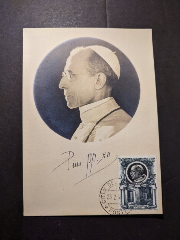 1956 Vatican City Souvenir Postcard Cover Pope PP XII