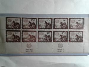 UNITED NATIONS SCOTT # 6 DOUBLE PLATE BLOCK OF 10 MNH FIRST ISSUE 1951 GEM