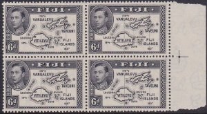 FIJI 1938-55 GVI 6d Die II perf 13½ SG261 - fresh MNH block of 4............x273