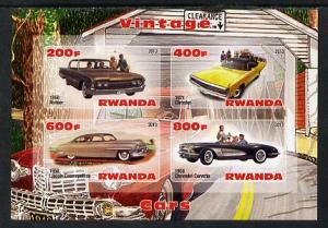 Rwanda 2013 Vintage Cars #1 imperf sheetlet containing 4 ...