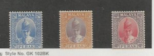 Malaya Perak, Postage Stamp, #91, 93-94 Mint LH, 1938, JFZ