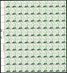 Sylvanus Thayer Sheet of One Hundred 9 Cent Postage Stamps Scott 1852