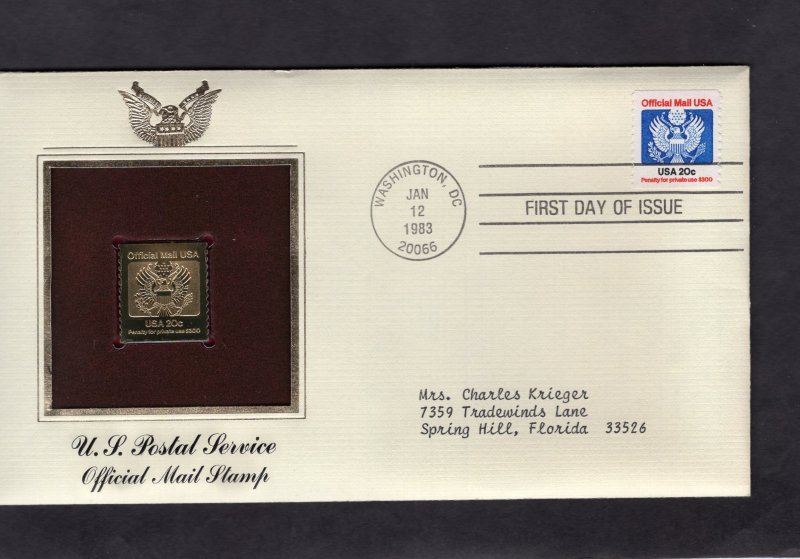 O135 Official Mail, FDC PCS Gold Replica addressed