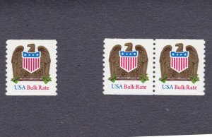 Pair ONLY 10c Eagle & Shield Bulk Rate US 2604 shiny gum MNH  Special