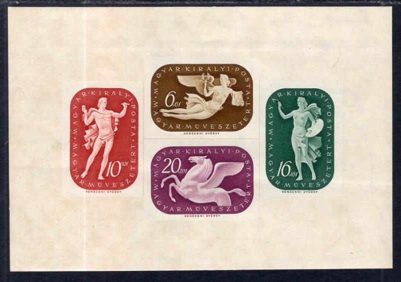 Hungary B130 Imperf Footnoted Souvenir Sheet MNH VF