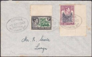 SOLOMON IS 1943 cover with scarce oval LUNGA pmk............................V315