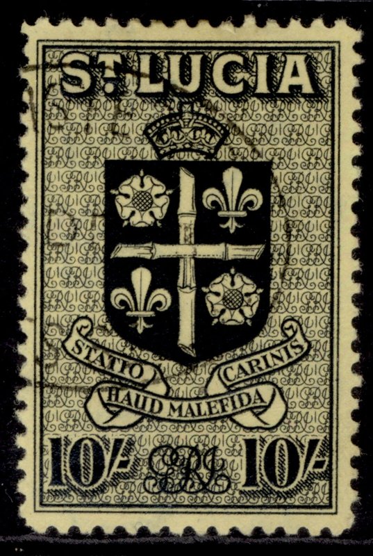 ST. LUCIA GVI SG138, 10s black/yellow, FINE USED. 