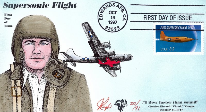 Pugh Designed/Painted Celebrate Supersonic Flight FDC...20 of  91 created!