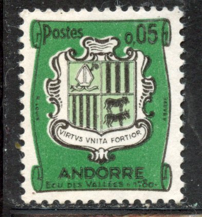 Andorra,  French # 143, Mint Hinge. CV $ .25