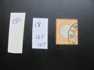 Germany 1872 USED MI. 18 SC 16 VF 12 EUROS (157) NICE CANCEL