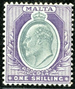 MALTA KEVII Stamp SG.61 1s Grey & Violet (1904) Mint LMM Cat £50 BLBLUE22