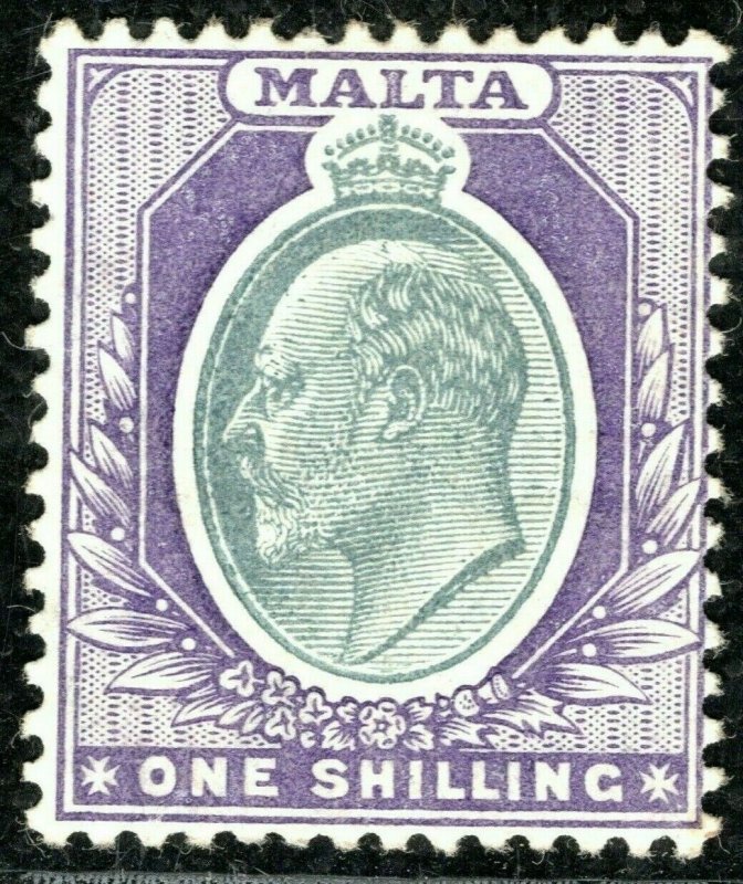 MALTA KEVII Stamp SG.61 1s Grey & Violet (1904) Mint LMM Cat £50 BLBLUE22