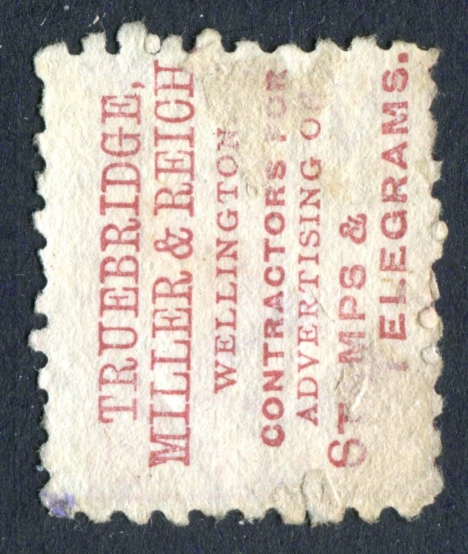 New Zealand 1882. Adson 1d stamp. Truebridge, Miller & Reich. Used. SG218.