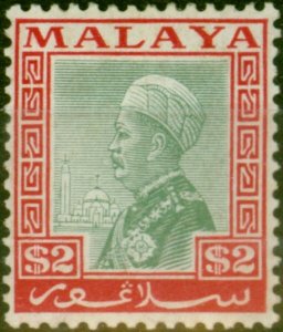 Selangor 1936 $2 Green & Scarlet SG84 Fine MM