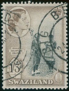 Swaziland 1956 1s 3d black & sepia SG60 used