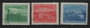 YUGOSLAVIA, 269-271, SHORT SET, USED, 1949, LOCOMOTIVES