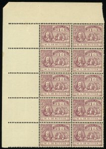 Netherlands #88 Admiral Michiel de Ruyter Block of 10 Stamps 1c Postage 1907 MNH