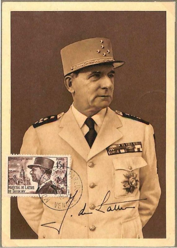 90129 - FRANCE -  MAXIMUM CARD 1952 - Jean de Lattre de Tassigny - Politics