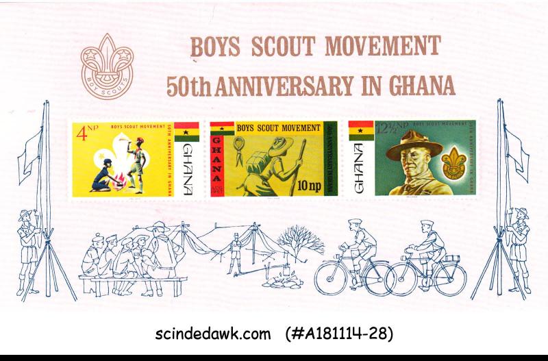 GHANA - 1967 50th ANNIVERSARY OF BOY SCOUT MOVEMENT MIN/SHT - MINT NH IMPERF!!!!