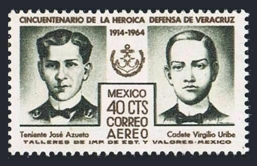 Mexico C284 block/4,MNH.Michel 1171. 1964.Lt.Jose Azueta,Cadet Virdilio Uribe.