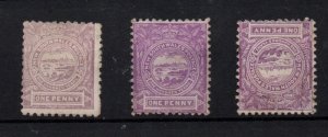 New South Wales 1888 1d x 3 WMK Inv, Perf 12 & Perf 11 & 12 WS32466