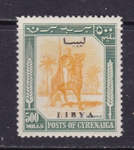 Libya Scott 134, 1952 500 mills O/P for Cyrenaica, VF MLH.  Scott $180 as MNH