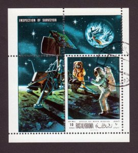 SPACE = Apollo 12, Moon, Astronaut - Souvenir Sheet Ras al Khaima [W02] 