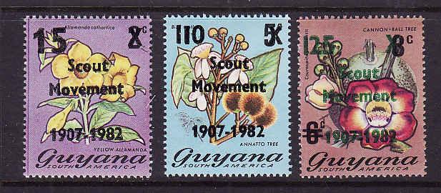 D4-Guyana-Sc#464-6-unused NH-Flora-overprinted Scout Moveme