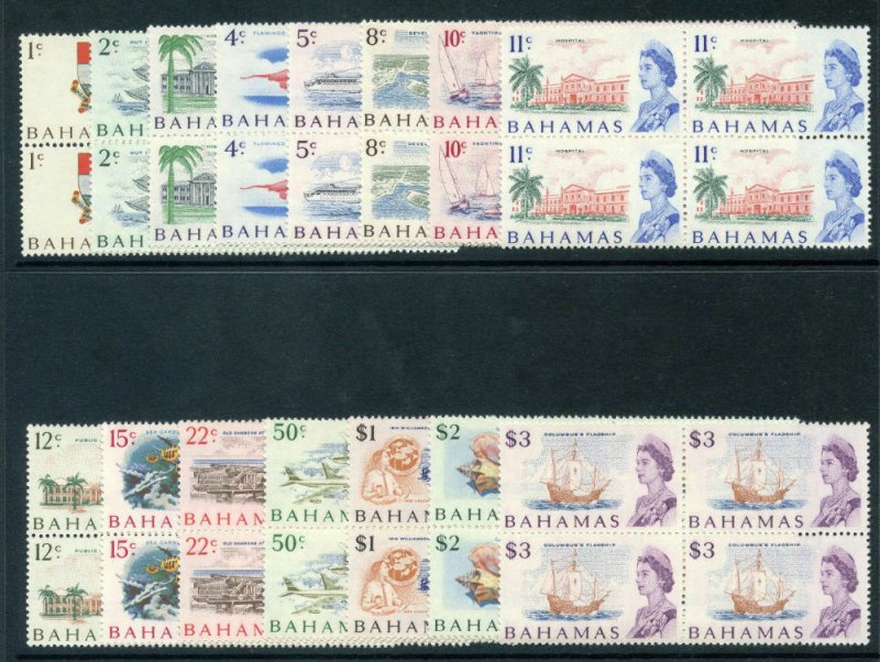 Bahamas 1967 QEII Decimal Currency set complete in blocks MNH. SG 295-309.