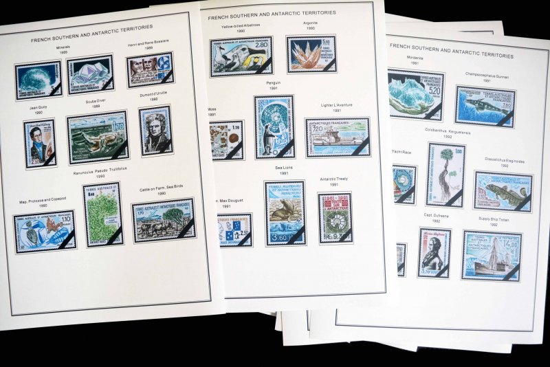 COLOR PRINTED TAAF: FRENCH ANTARCTICA 1955-2010 STAMP ALBUM PAGES (104 il.pages)