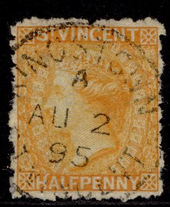 ST. VINCENT QV SG36, ½d orange, USED. Cat £12. CDS