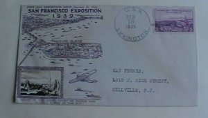 US CALIFORNIA SAN FRANCISCO EXPO 1939 FEB 18 USS LEXINGTON CROSBY CACHET