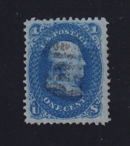 United States Sc #92 (1867-8) 1c blue Franklin F Grill Light Cancel VF Used