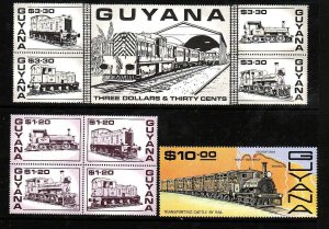 Guyana-Sc#1829-31- id9-unused NH set-Trains-Locomotives-1987-