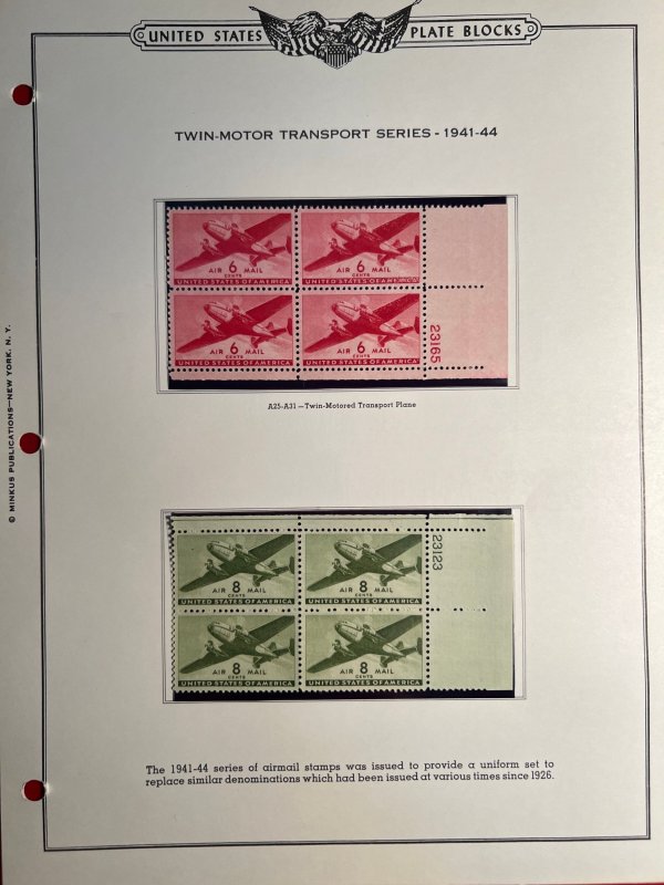 US C25-32 Air Mail , MNH/H, OG. A beautiful, complete collection(J)