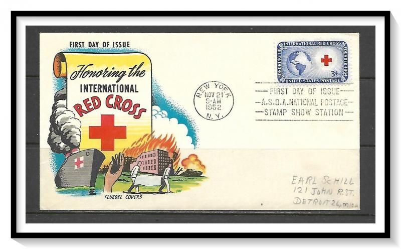 US #1016 Red Cross Fluegel Cachet FDC