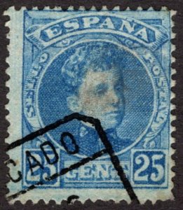 1901, Spain 25c, King Alfonso XIII, Used,  Sc 279