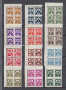 WWII 1943 Third Reich Occup. Bohmen & Mahren Full Set Blocks Dienst Mi.13-24 MNH