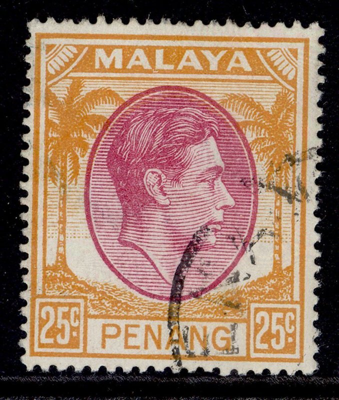 MALAYSIA - Penang GVI SG16, 25c purple & orange, FINE USED.