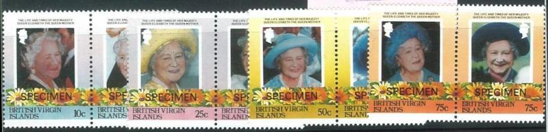 70722 - VIRGIN ISLANDS - STAMPS: QUEEN Mother 8 values MNH  Overprinted SPECIMEN