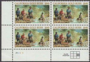 1999 California Gold Rush Plate Block of 4 33c Postage Stamps, Sc# 3316, MNH, OG