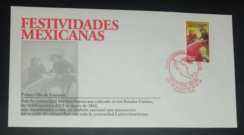 A) 1998, MEXICO, JOINT MEXICAN FESTIVITIES WITH THE UNITED STATES, FDC,  RED CIR 