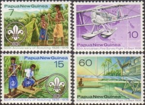 Papua New Guinea 1976 SG309-312 Scouts and Survey Flights set MNH