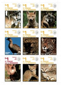 St. Vincent 1995 SC# 2227 Wild Animals, Sierra Club - Sheet of 9 Stamps - MNH
