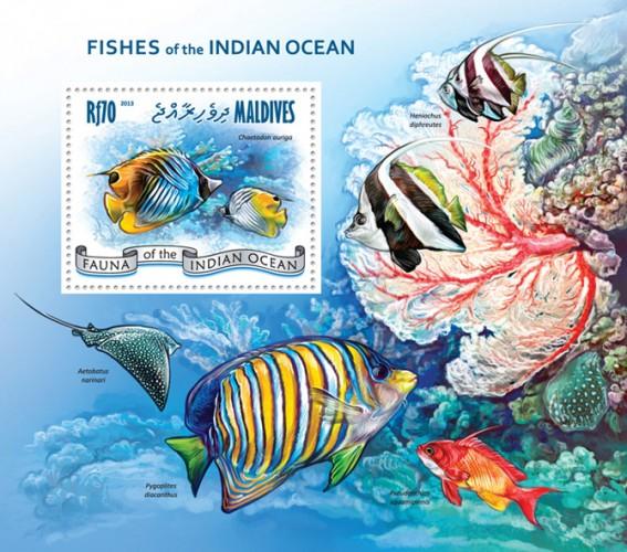 MALDIVES 2013 SHEET FISHES MARINE LIFE mld13104b