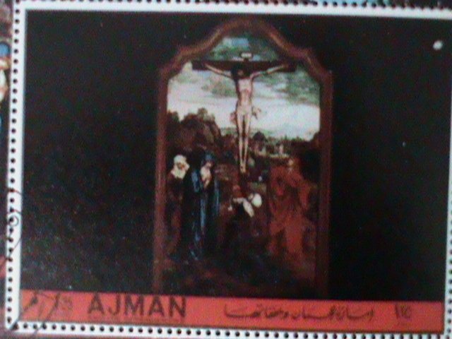 ​AJMAN-1972 WORLD FAMOUS EASTER PAINTING-CHRIST ON CROSS--CTO S/S VF CTO S/S