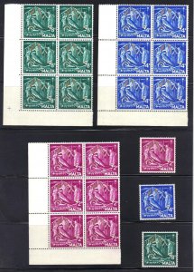 UK GB MALTA NEW ZEALAND 1964 70's COLLECTION MOSTLY BLOCKS OF 4 IN COMPLETE SETS