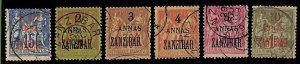 ZA052b - French Post ZANZIBAR - Lot of 6 STAMPS 1897 Set - USED-